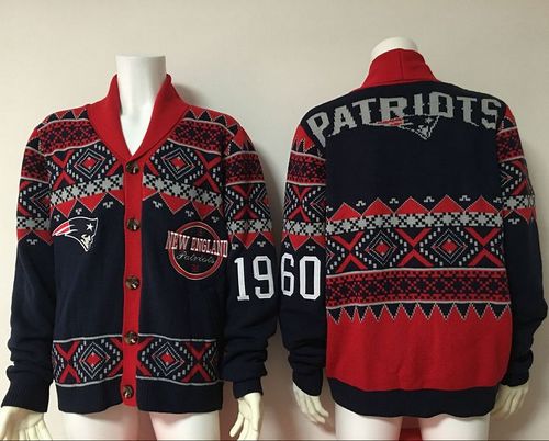 Nike Patriots Blank Navy Blue/Red Men's Ugly Sweater - Click Image to Close